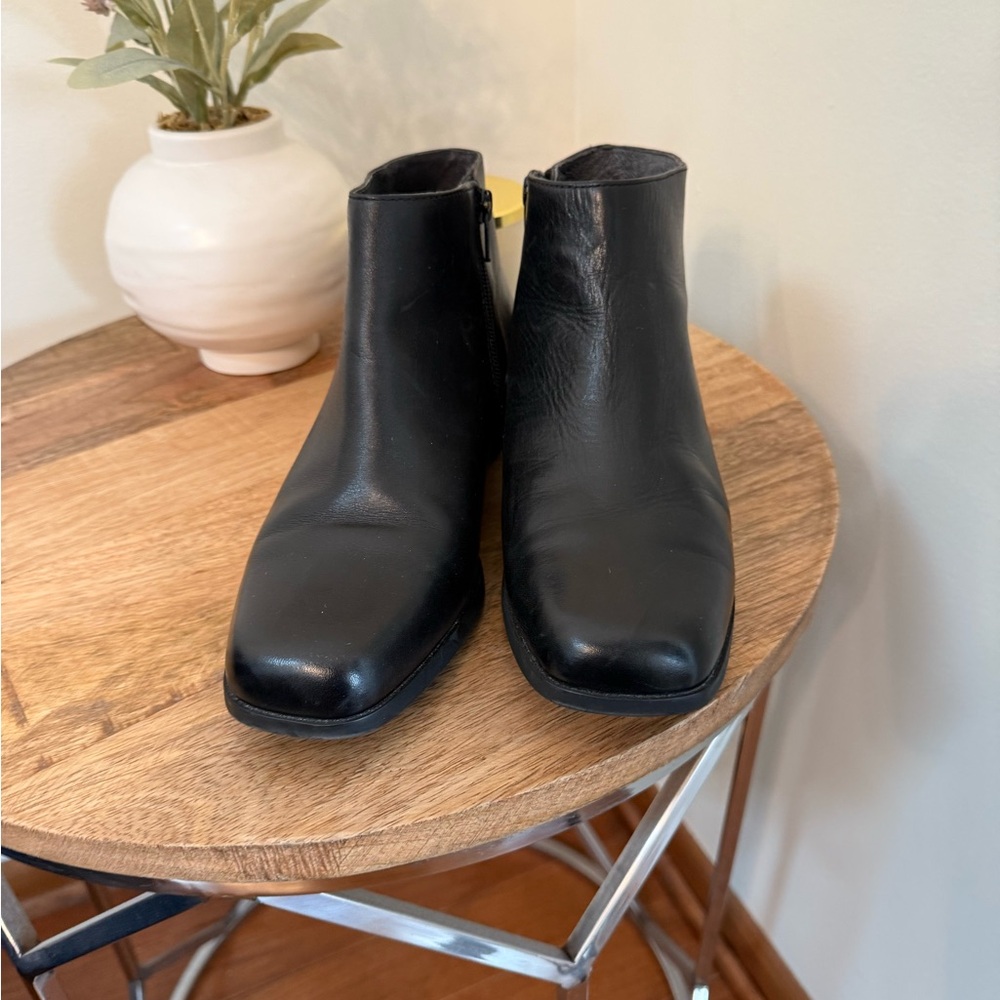Black Leather Camper Ankle Boots